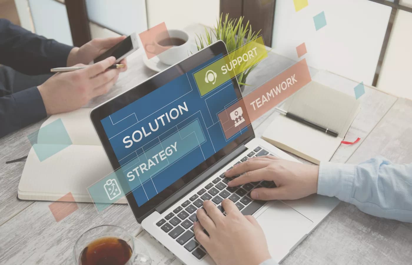 Business professional developing a digital growth strategy on a laptop