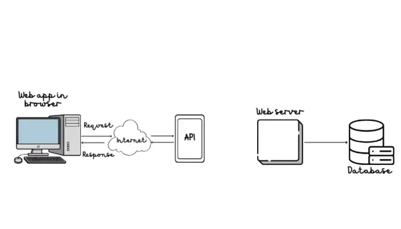 Computer setup with monitor and keyboard illustrating API programming basics.